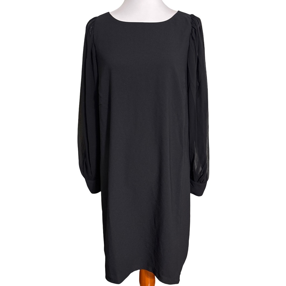 Ann Taylor Black Puff Balloon Long Sleeve Dress